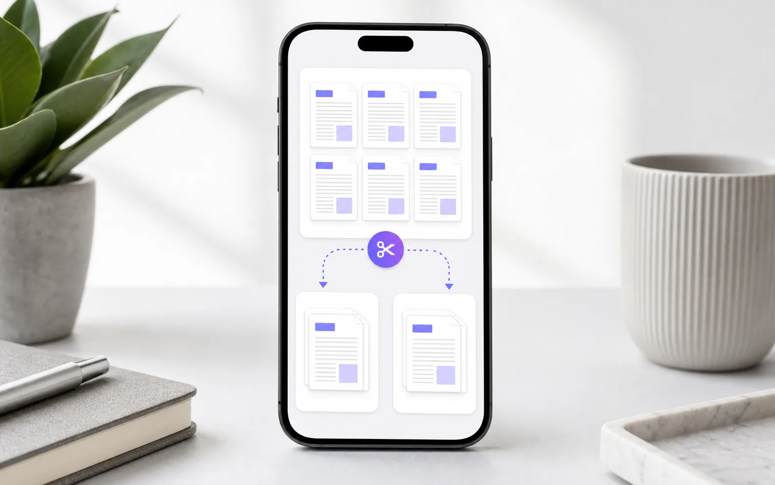 Splitting a PDF into separate page groups on an iPhone
